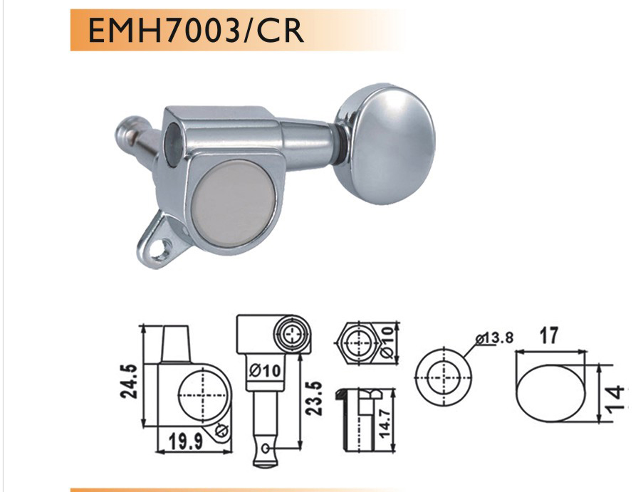 ELEKTRO GİTAR BURGUSU, 6'LI SET, SAĞ, KROM, YUVARL - EMH7003CRR6