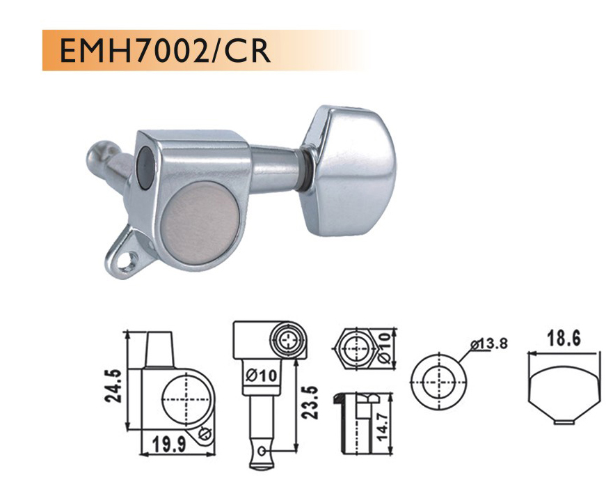 ELEKTRO GİTAR BURGUSU, 6'LI SET, SAĞ, KROM, STANDA - EMH7002CRR6