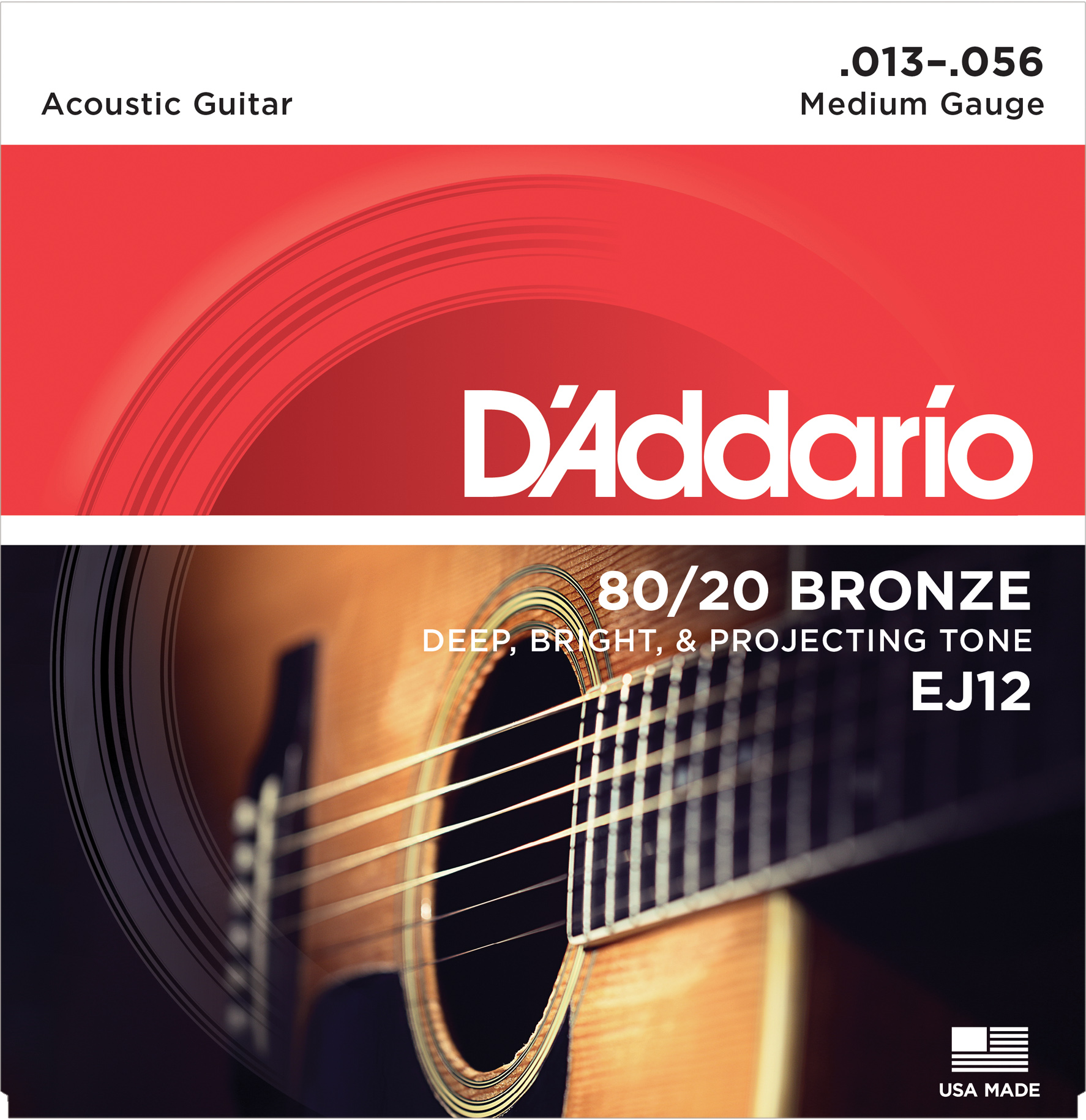 AKUSTİK GİTAR TEL SETİ, 80/20 BRONZE, MEDIUM GAUGE - EJ12