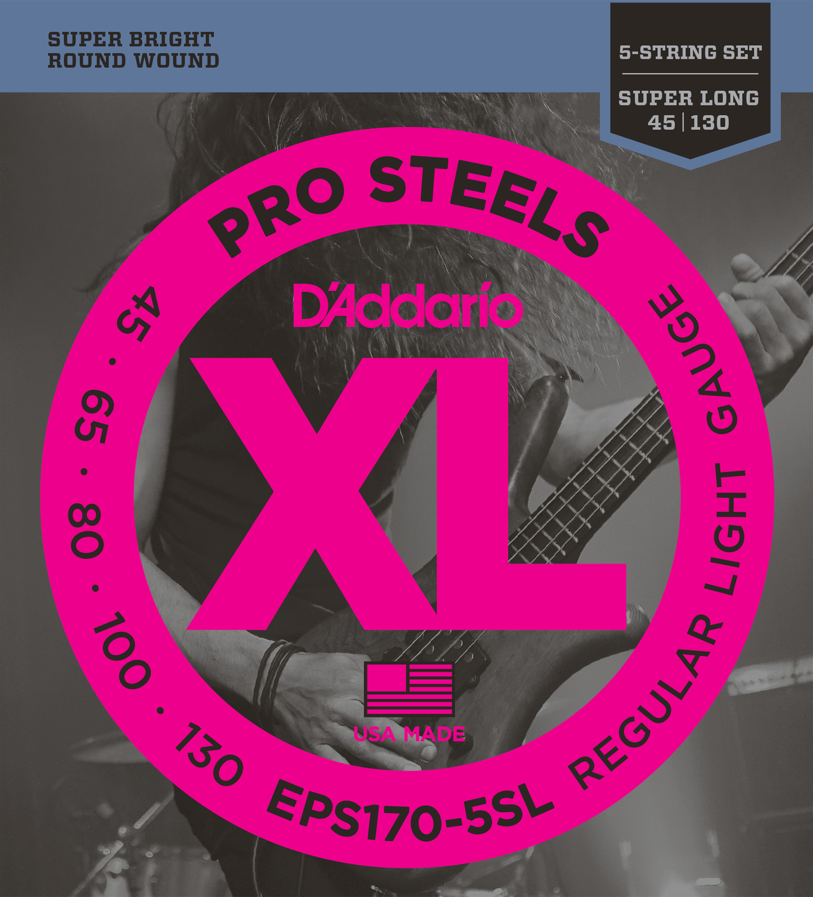 BAS GİTAR TEL SETİ, 5 TELLİ, XL, 45-130, SUPER LON - EPS170-5SL