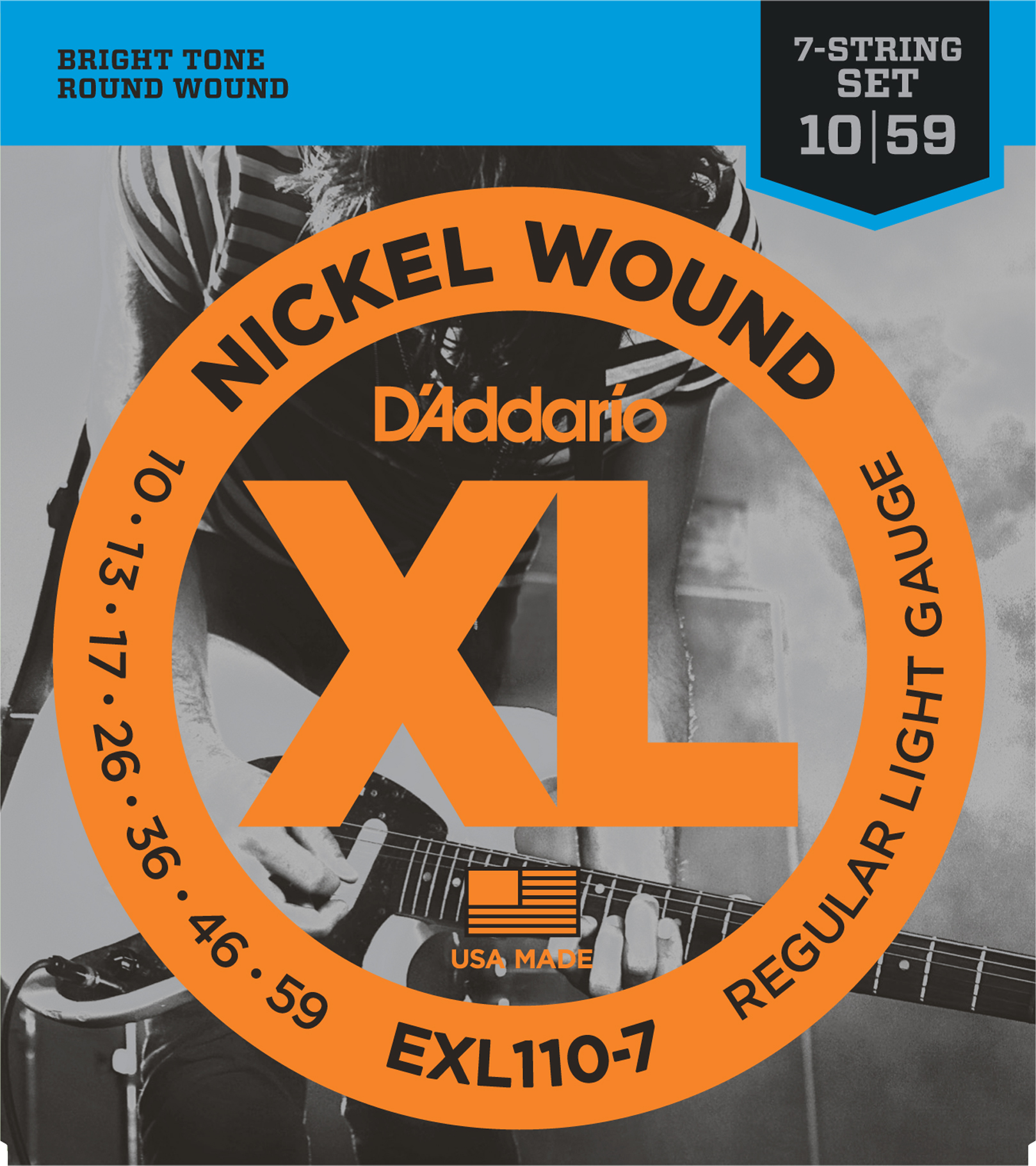 ELEKTRO GİTAR TEL SETİ, 7 TELLİ, XL, 10-59, NICKEL - EXL110-7