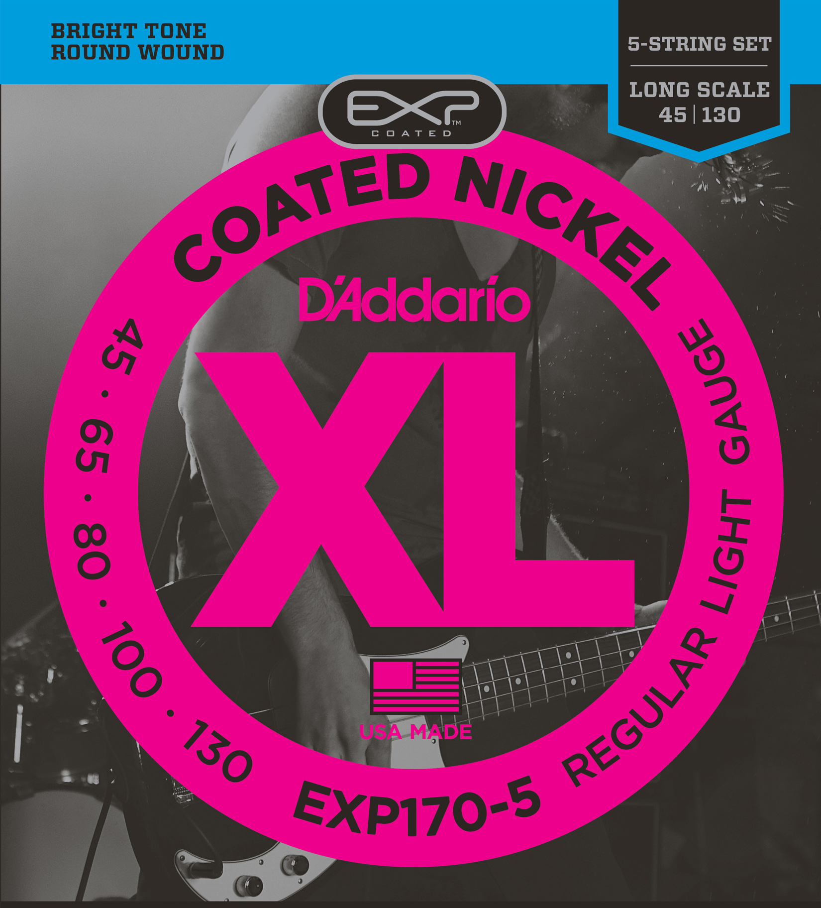 BAS GİTAR TEL SETİ, 5 TELLİ, 45-130, COATED NICKEL - EXP170-5