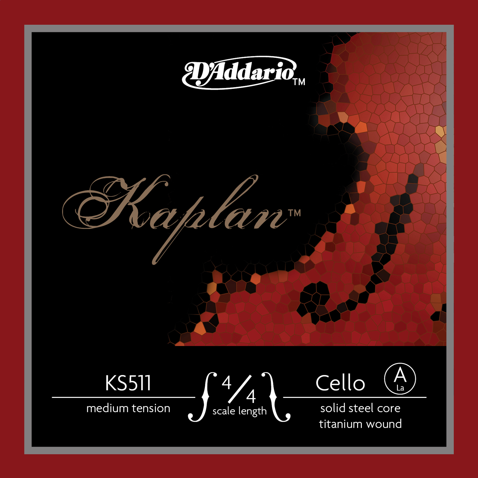CELLO TEK TEL, KAPLAN, 4/4 SCALE, MEDIUM TENSION, - KS511