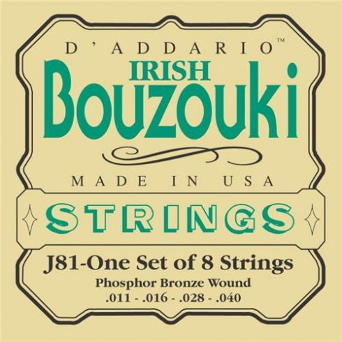 BUZİKİ TEL SETİ, IRISH, FOSFOR BRONZ SARIM, 4 ÇİFT - J81