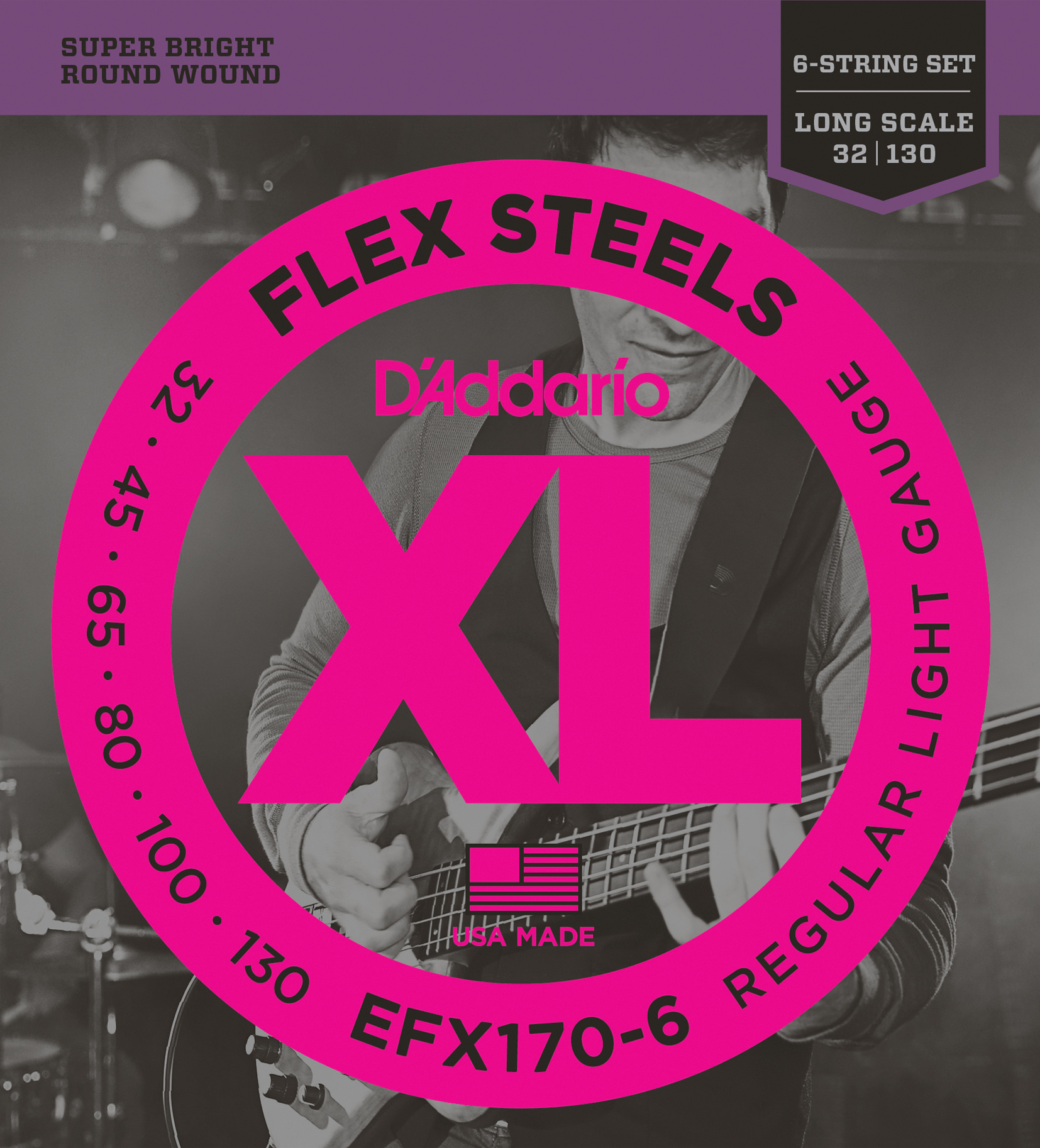 BAS GİTAR TEL SETİ, 6 TELLİ, FLEXSTEELS, REGULAR L - EFX170-6