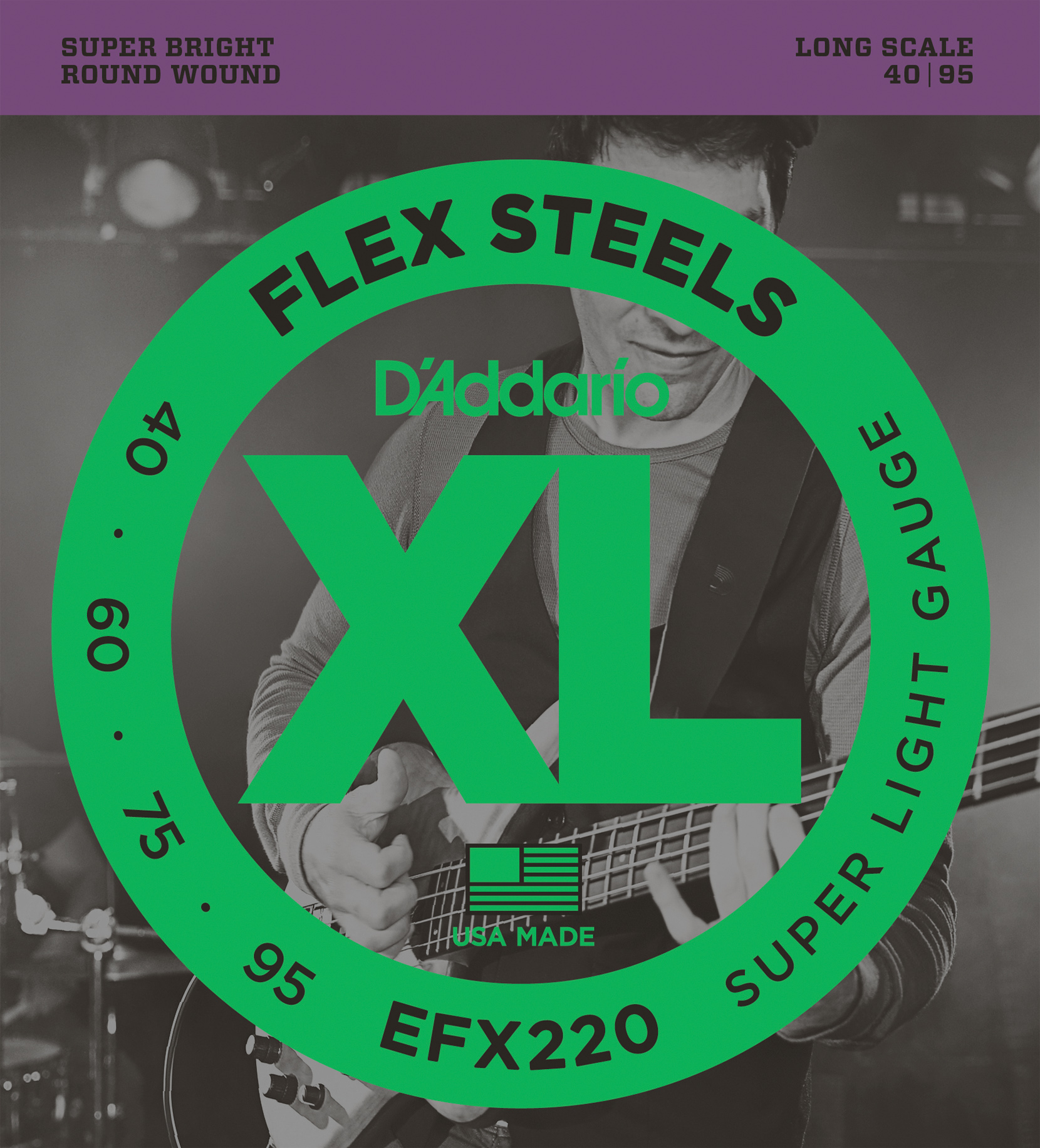 BAS GİTAR TEL SETİ, FLEXSTEELS, SUPER LIGHT GAUGE, - EFX220